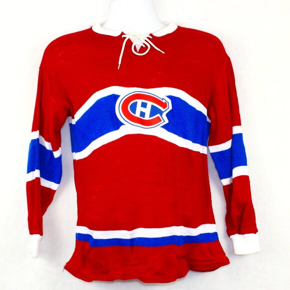 Vintage 70s Cooper Montreal Canadiens NHL Hockey Hockey Shirt Mens XS - Picture 1 of 9